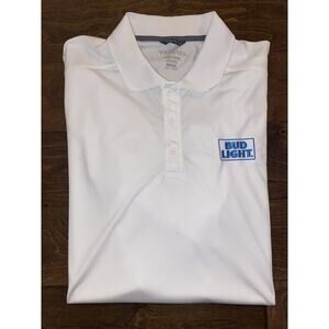 Trimark Brand Mens White Bud Light Polo Shirt Size Large